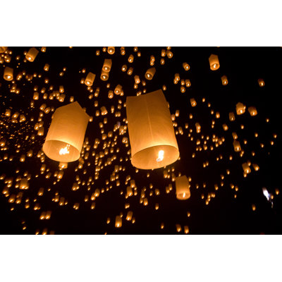 Floating Asian Lanterns by Toa55 - Wrapped Canvas Print