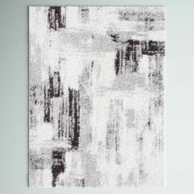 Keanu Abstract Gray/Dark Gray Area Rug, Rectangle 9' x 12'