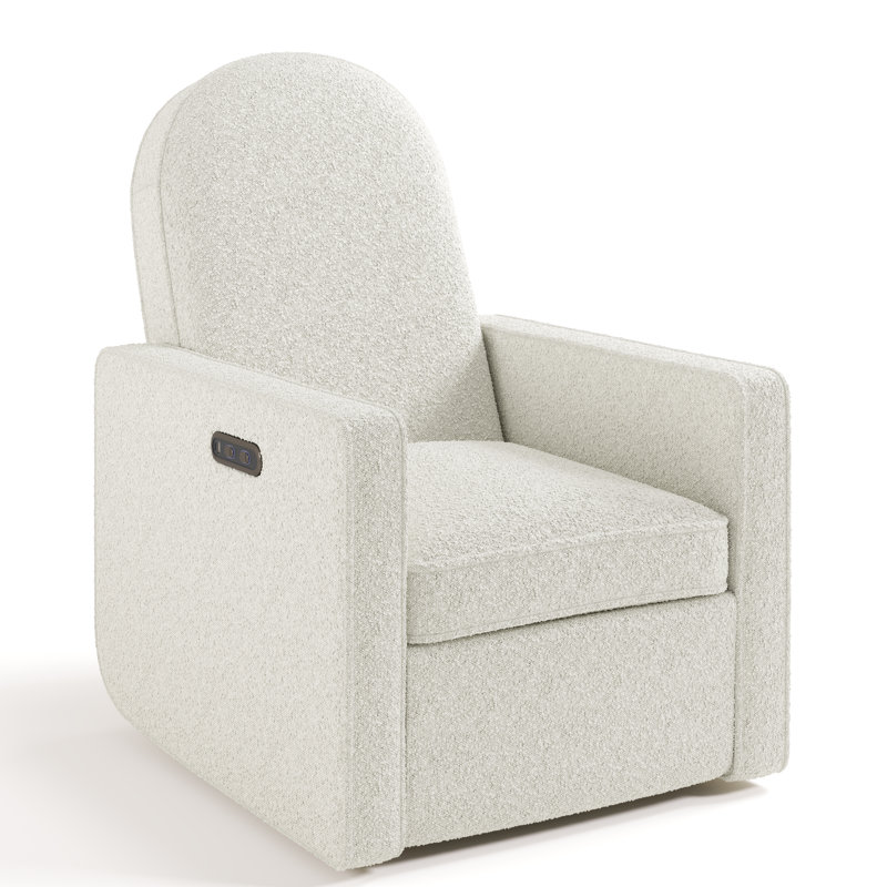 Fauteuil oscillant inclinable électrique Olivia, Bouclé ivoire