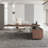 71.5" Modern Standing L-Shape Desk with Side Cabinet and lifter Desktop (Table Top Has No Pre-Drilled Holes)-1369162907