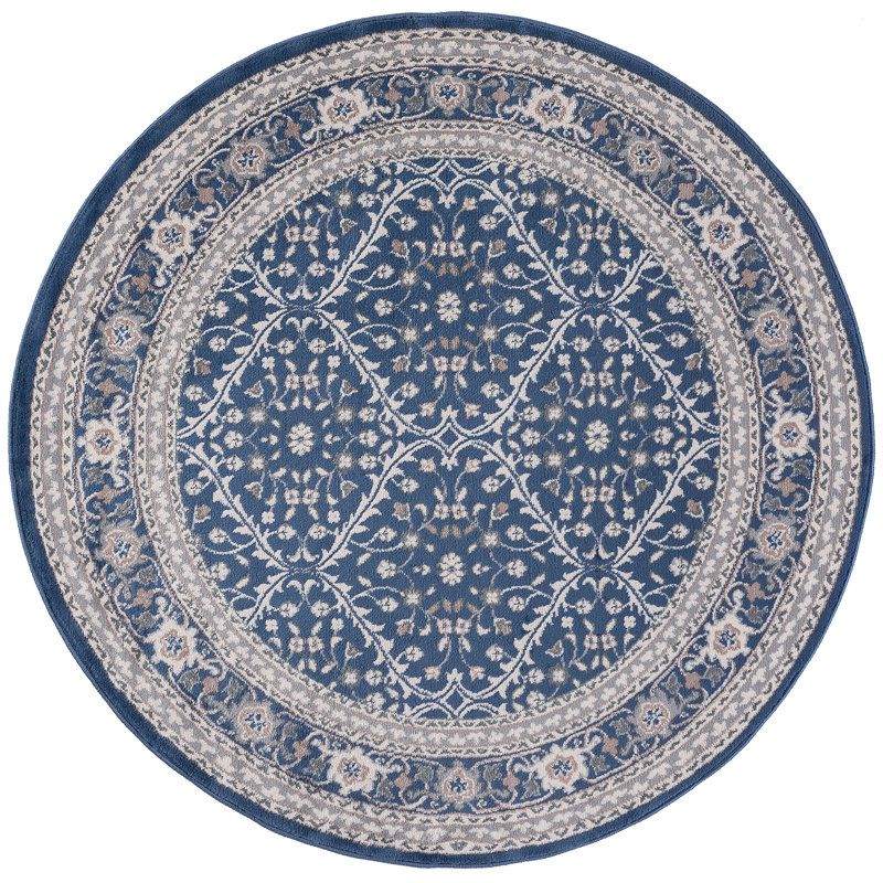 Tapis oriental bleu marine Wealden, Rond 7 pi 10 po