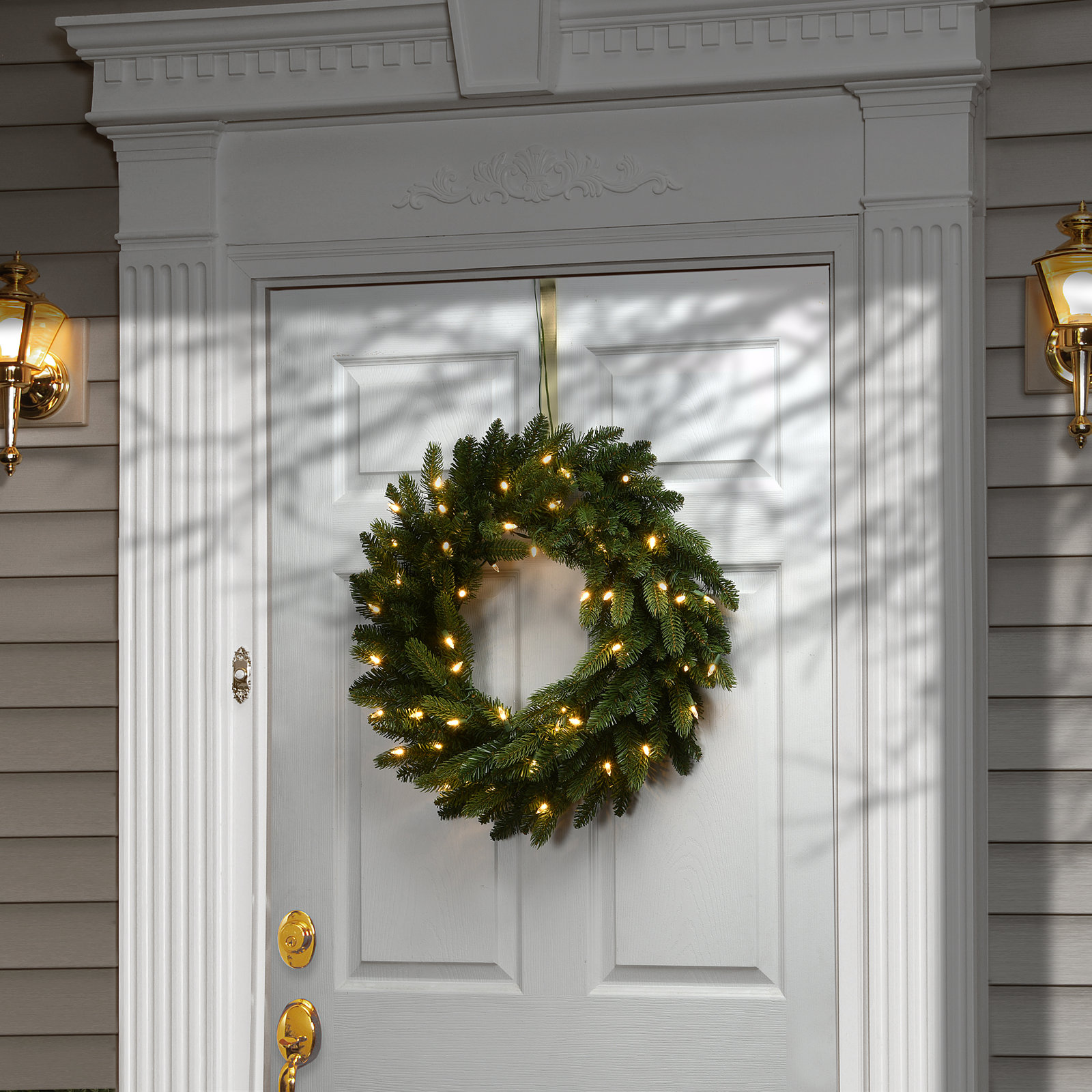 Pre-Lit Fir Wreath, 24" H x 24" W x 5" D