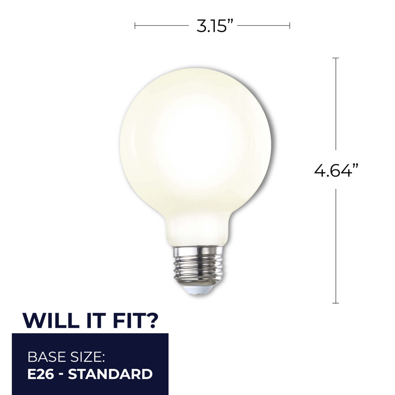 7 watts (équivalent à 60 watts), ampoule DEL G25 à intensité variable, culot moyen (standard) E26 (2700K)