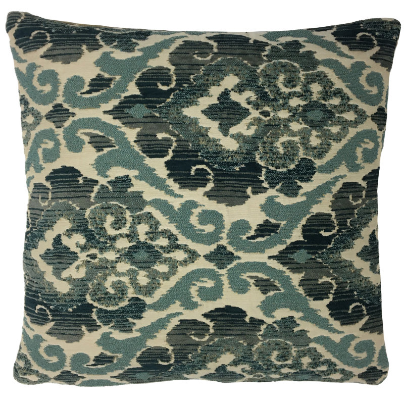 Coussin Damask, 24 po x 24 po, Bleu marine