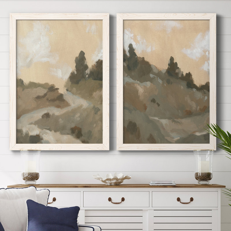 " Hillside Walking Path I " 2 Piece Art Color Photography Painting, 37.5" H x 55" W x 1.5" D, White Framed Canvas