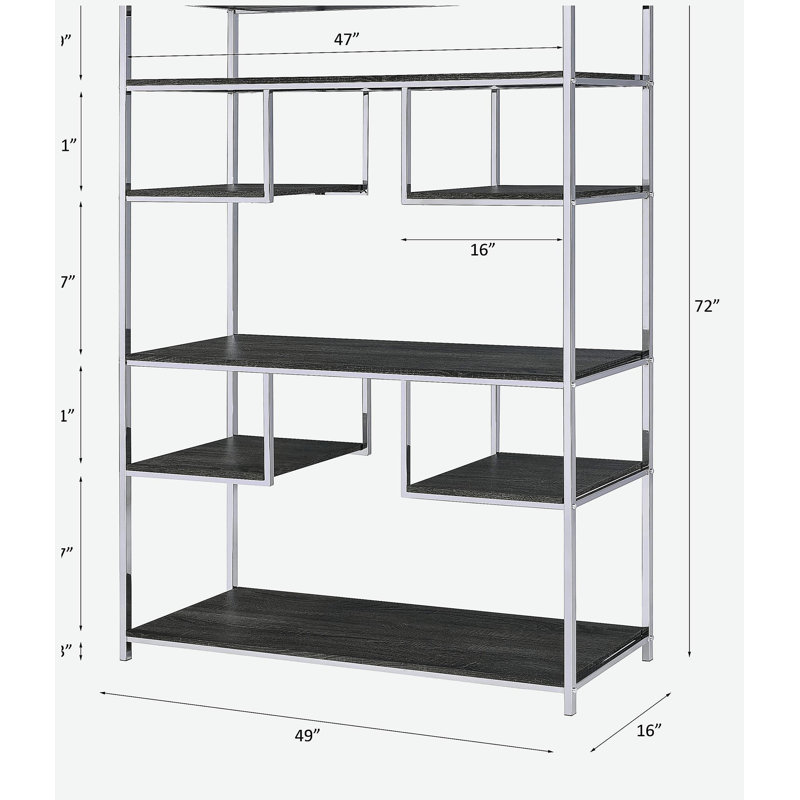 Bibliothèque rustique en chêne gris et finition chromée
