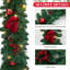 Guirlande de Noël 6 pi avec fleurs rouges, baies, boules rouges et dorées pour cheminée, manteau de cheminée, escalier