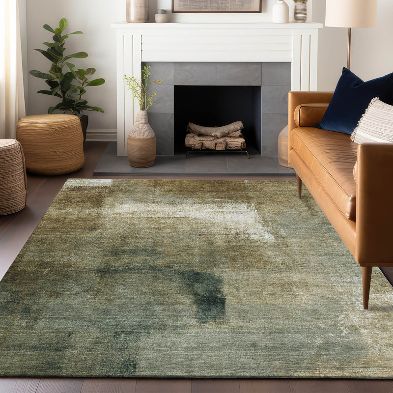 Tapis brun Prisco lavable à la machine de qualité supérieure, Rectangulaire 8 pi x 10 pi