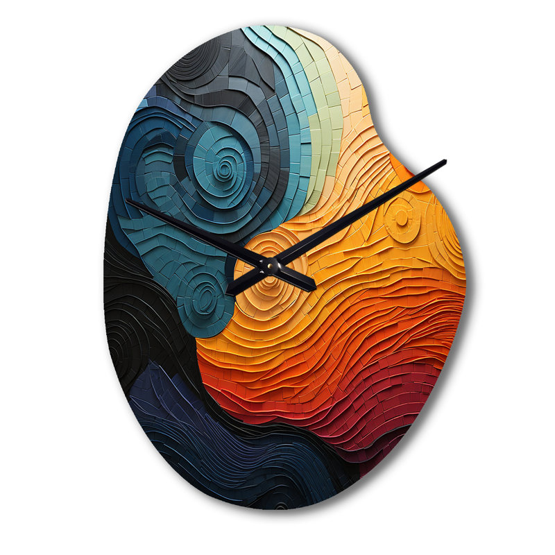 Horloge murale en métal bleu sarcelle - Op Art Rhythmic Illusion II - Op Art, Grand