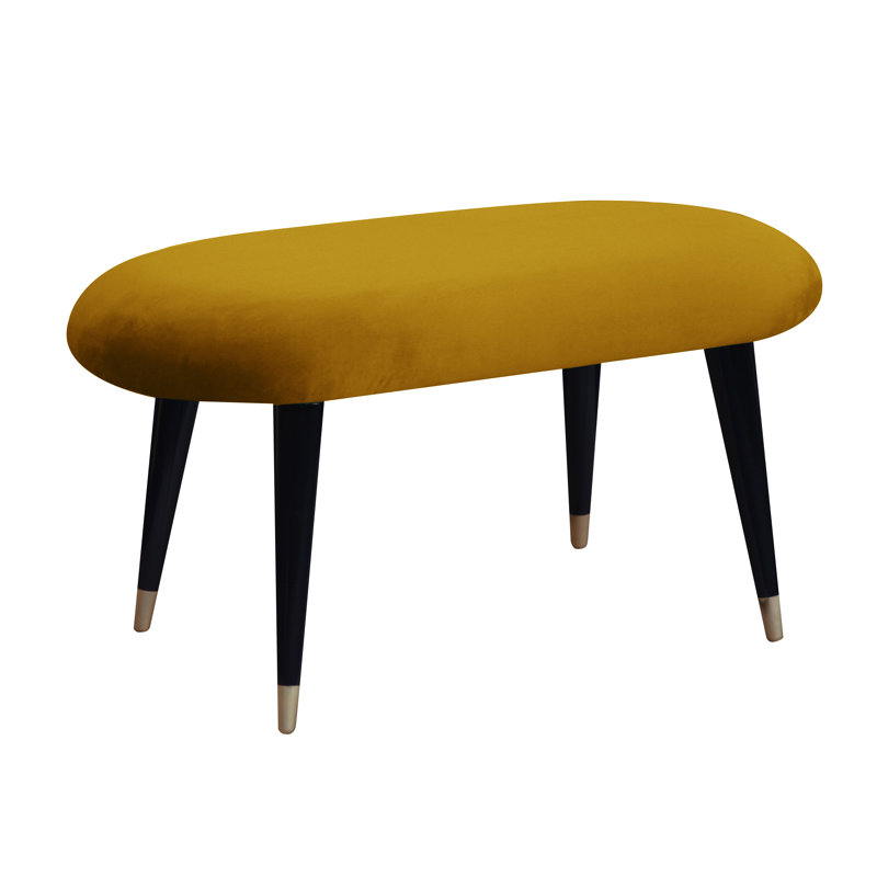 Emi Upholstered Bench, Gold/Gold Socks