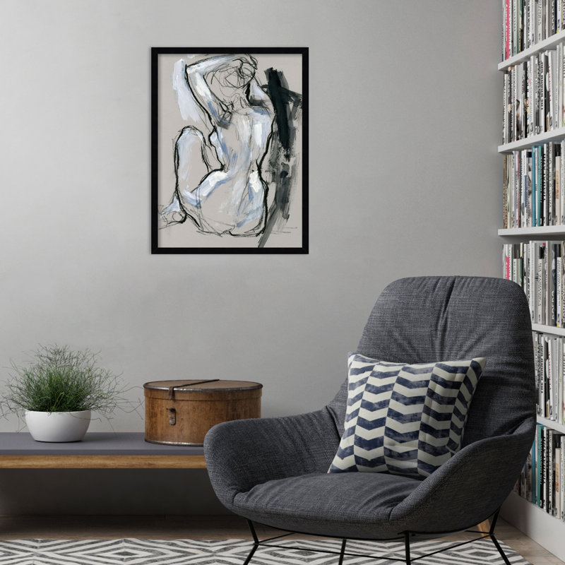 Onyx Gestures I by Wood Framed Wall Art Print, Black, 25" H x 19" W