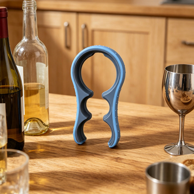 Bouteille d'eau 3 en 1 ouvre-bouteille en plastique multifonctionnel avec capuchons sécuritaires pour la maison, Blue