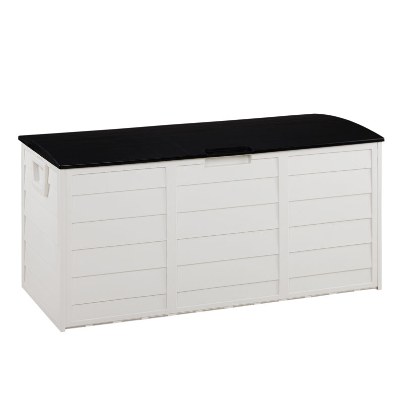 Winado 75 Gallons Plastic Deck Box with Wheels, Black/White