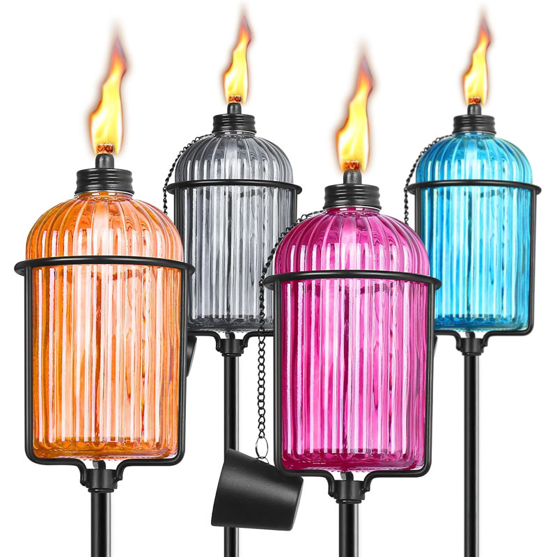 Paquet de 4 torches de jardin en verre, 13,5 oz