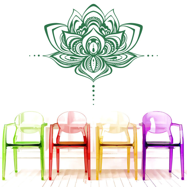 Décalcomanie murale fleur lotus Natazhat, Vert
