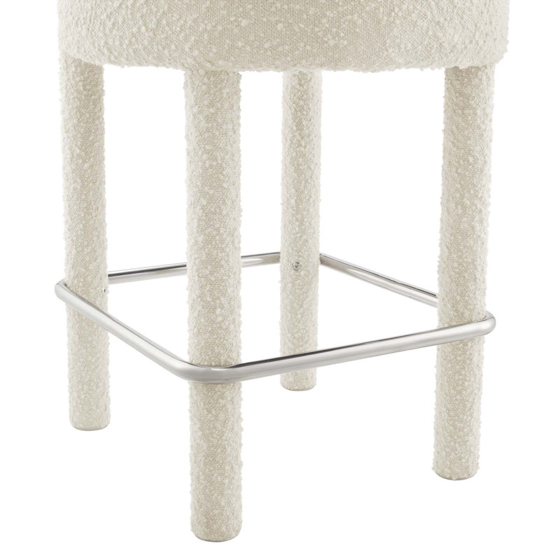 Modway Toulouse Stool, Counter Stool (26” Seat Height), Ivory, Silver