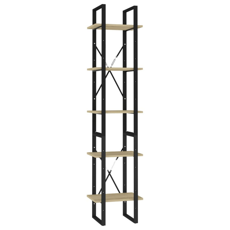 Bibliothèque Canne en bois d'ingénierie, (5 tablettes) H 68,9 po x l 15,7 po x P 11,8 po, Marron clair