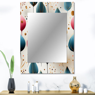 Motif floral Delanor botanique de couleur pastel - miroir mural décoratif botanique, miroir bohème, impression d'art en métal