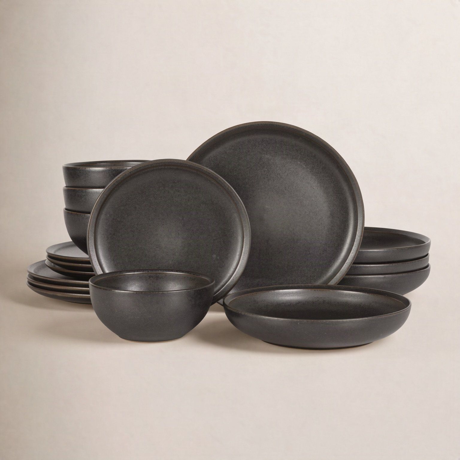 Beckett Stoneware Dinnerware Set, Black