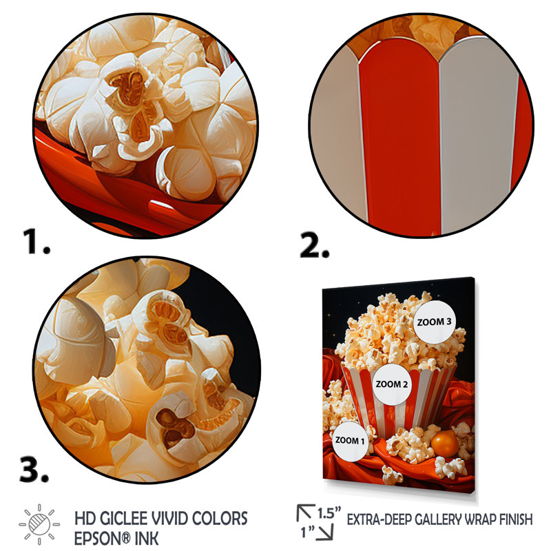 Carnival Kernels Bright Pop Corn Fiesta III - Popcorn, art mural, H 20 po x l 12 po x P 1 po
