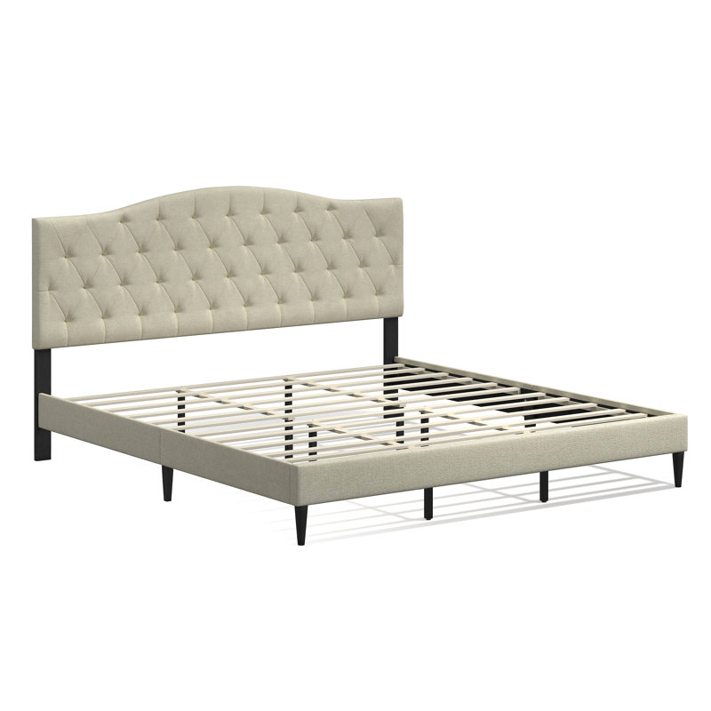 Saltford Upholstered Platform Bed, King, Beige