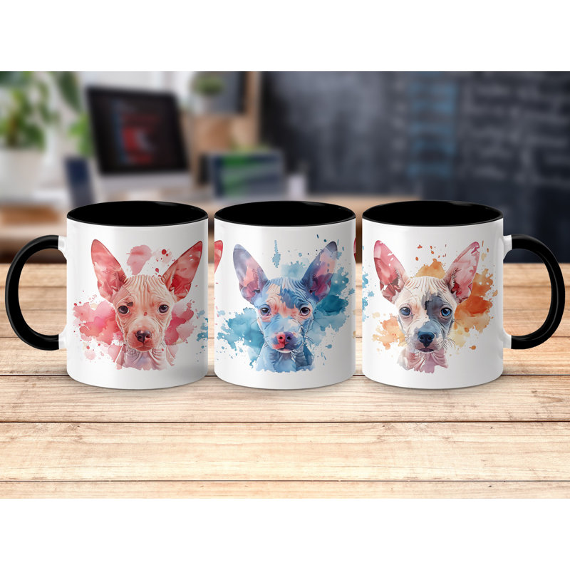 11oz Watercolour Xoloitzcuintli Design Coffee Mug, Black, 2
