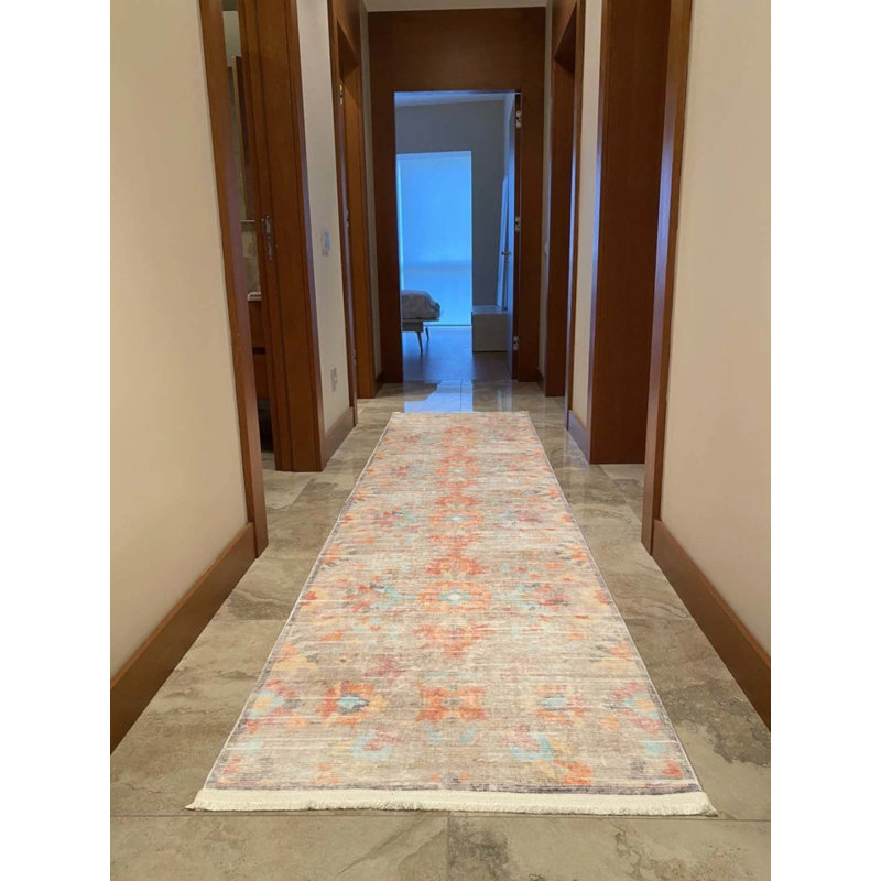 Tapis en coton Muqadus avec envers antidérapant, Tapis de couloir 2 pi 7 po x 9 pi 10 po