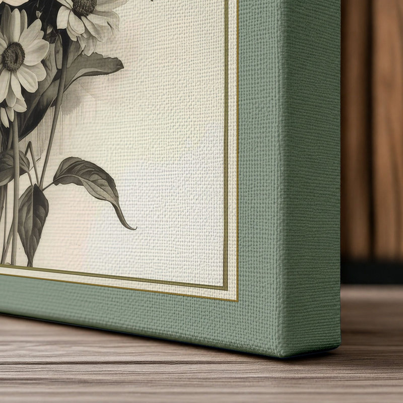 Mixed Floral Arrangement Botanical - Wrapped Canvas, 18x12 - 45.7 x 30.5 cm, Sage Border