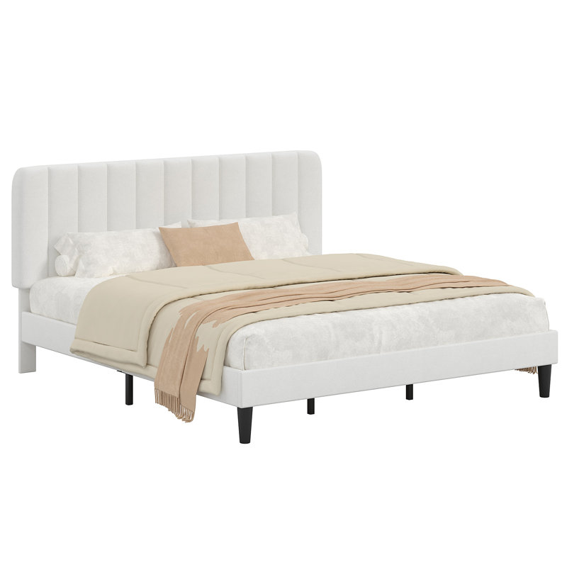 Upgraded Velvet Upholstered Platform Bed with Adjustable Headboard, Reinforced & Quiet Design, No Box Spring Needed, Sturdy Wood Slat Support, Easy Assembly