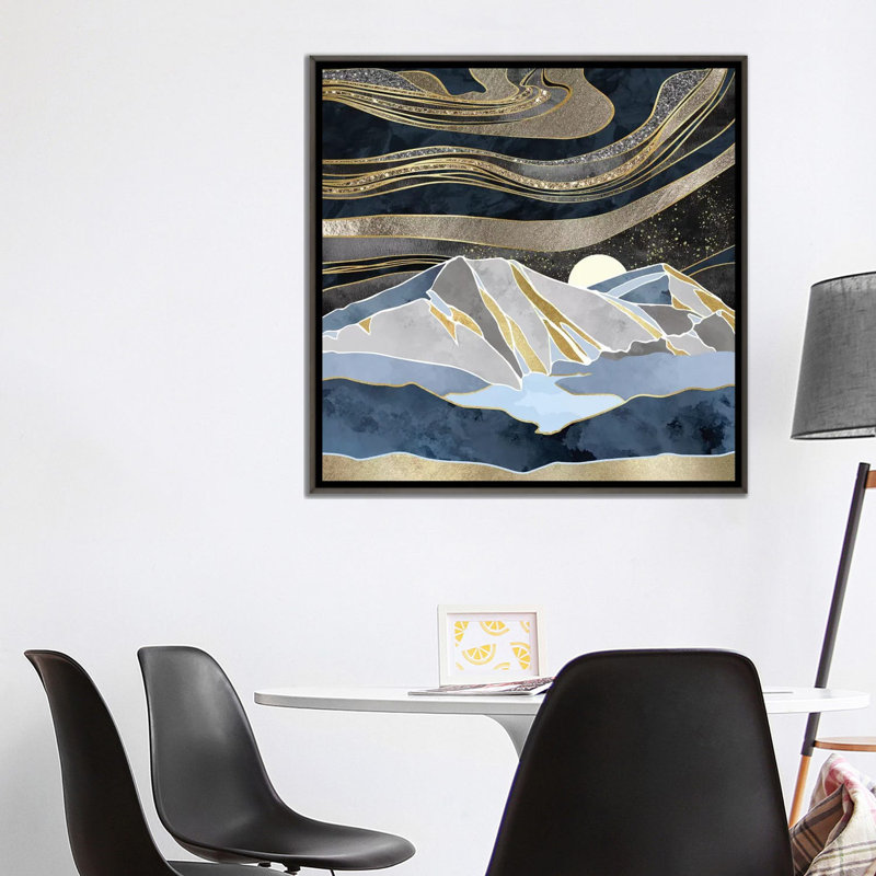 Ciel métallique - impression d'art graphique, Aucun mat, H 37 po x l 37 po x P 1,5 po, Toile encadrée de bois rustique foncé
