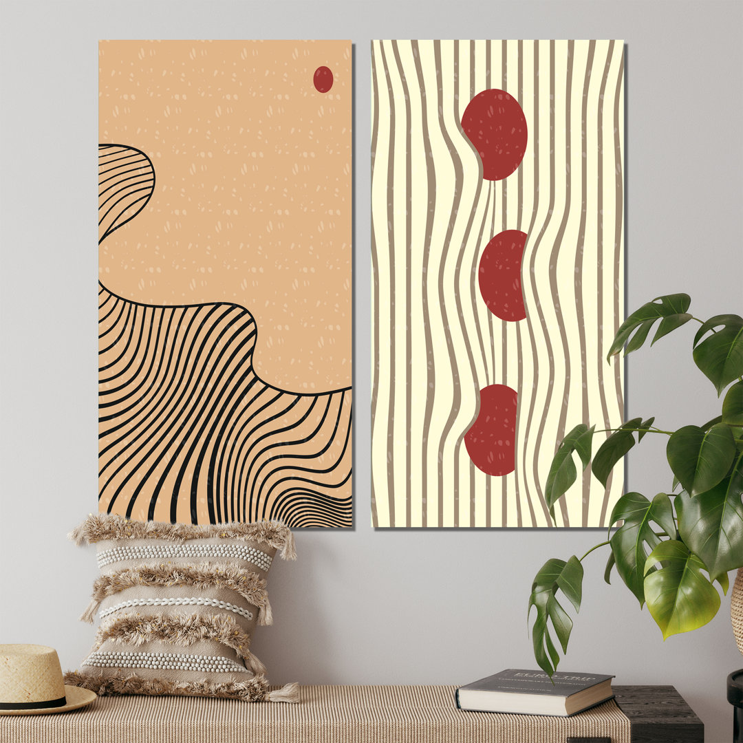 Retro Japanese Minimal Geometric Typography II - 2 Piece Print Set Wrought Studio™ 