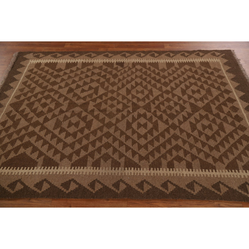 Geometric Kilim Wool Area Rug 5x7