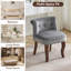 Fauteuil de coiffeuse capitonné en velours avec pieds en bois massif-638451068
