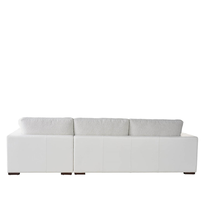 Shelborne Chaise RAF Loveseat LAF, Right Hand Facing, Gray Polyester Blend/Ivory Geniune Leathe