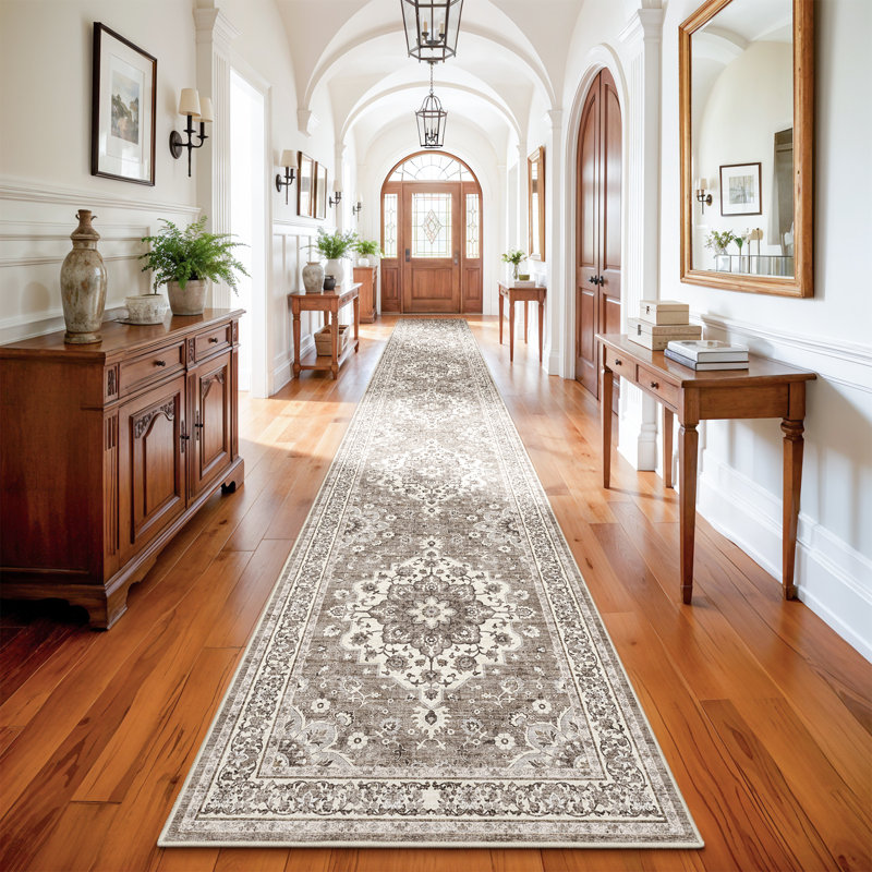 3x20 Washable Entryway Rug: Farmhouse Kitchen Hallway Rug Wide Soft Water Resistant Floor Mat for Bathroom Nursery Non Slip Indoor Carpet for Living Room Bedroom Dining Room(Beige)