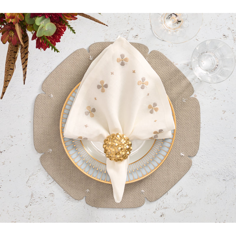 Clover Napkin, White/Natural/Gray