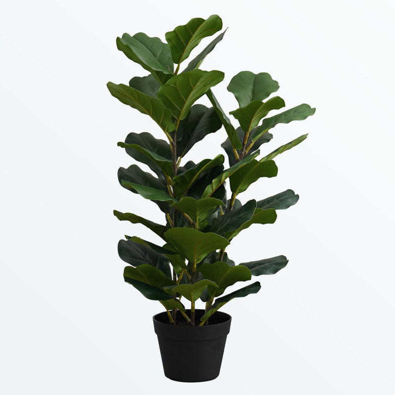Figuier figuier, plante d'intérieur artificielle 32 pouces - verdure artificielle avec 45 feuilles réglables et pot noir