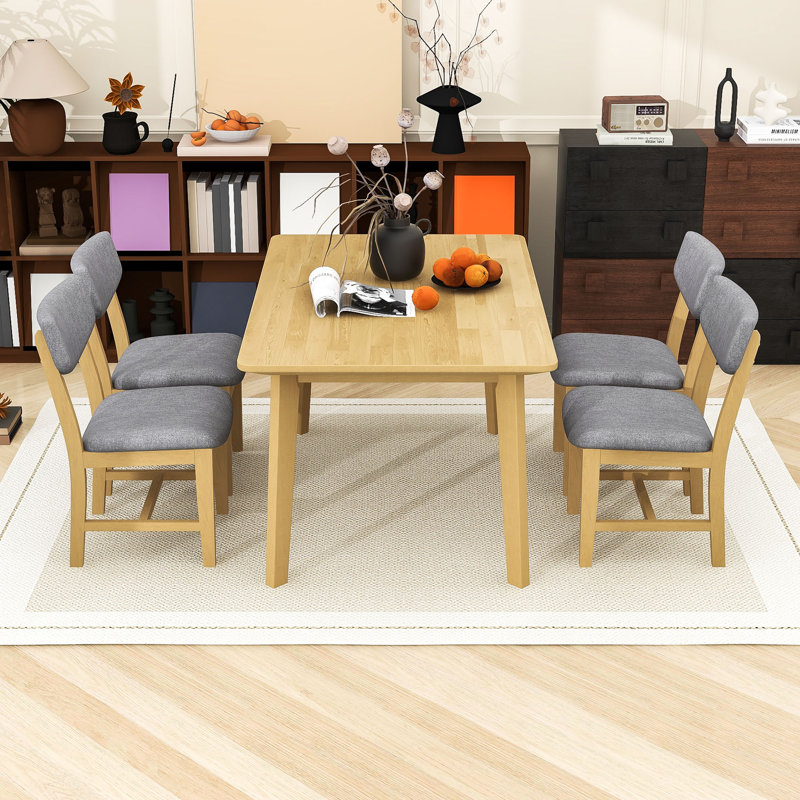 Ensemble repas avec 4 chaises rembourrées, Natural