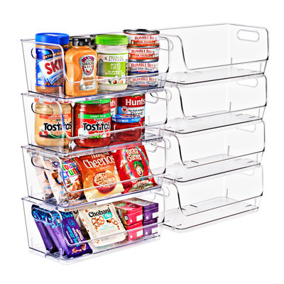 Les bacs de rangement empilables Sorbus s'ouvrent à l'avant, les bacs de rangement empilables transparents, les bacs de rangement pour rangement et d'organisation, les bacs de rangement empilables en acrylique pour la cuisine, les bacs de rangement de garde-manger transparents (petits)