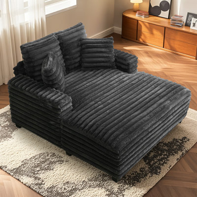Méridienne intérieure avec 2 coussins, canapé-lit surdimensionné de 52,8 po, canapé-lit moelleux pour chambre à coucher et salon