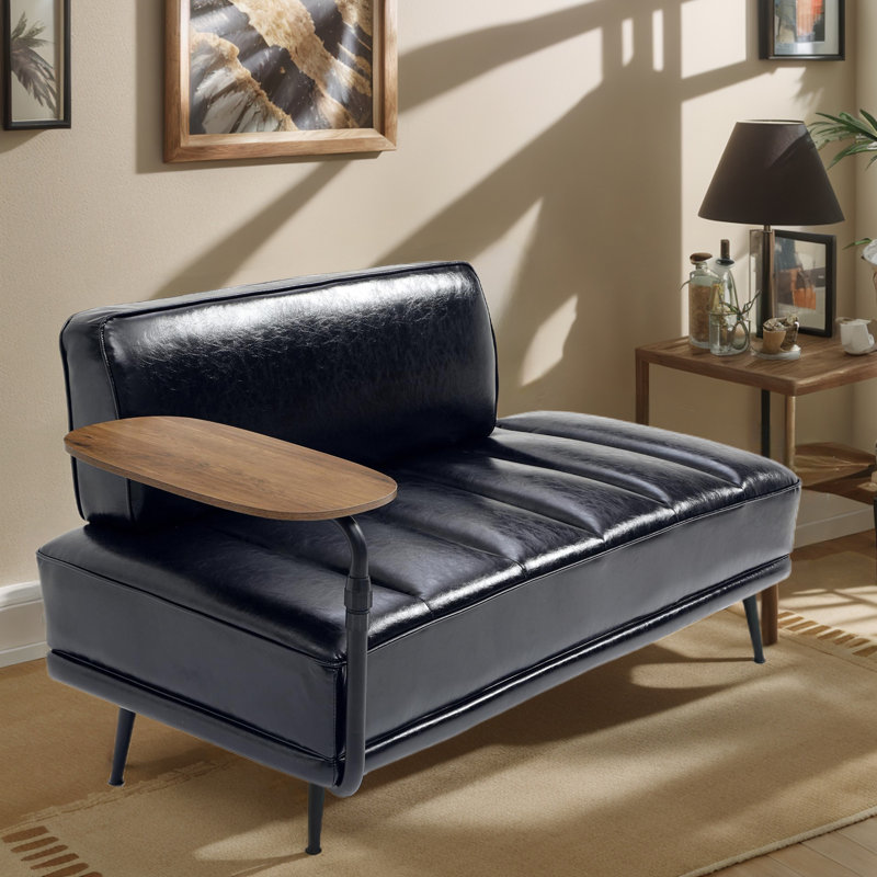 Banc rembourré en similicuir de 54,98 po, Noir
