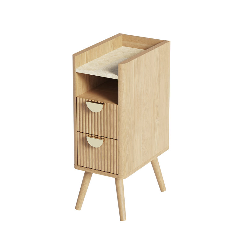 Table de chevet avec 2 tiroirs, Oak