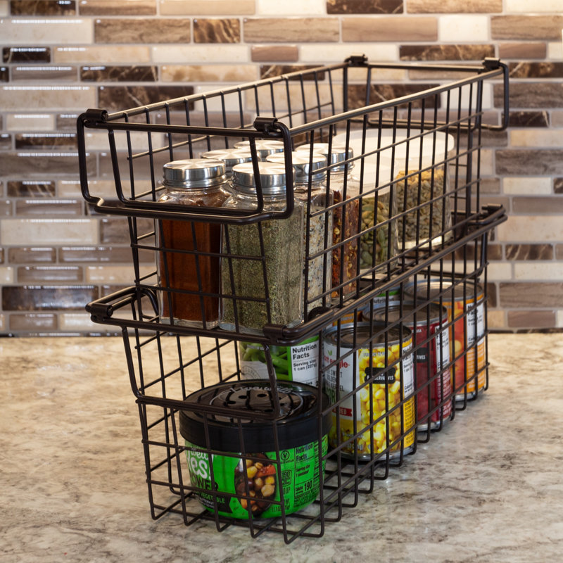 Stackable Metal Storage Baskets, 5.5" H x 6" W x 16" D, Espresso