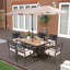 Ensemble de salle à manger rectangulaire pour 60 personnes avec coussins et parasol Alyah-687189384