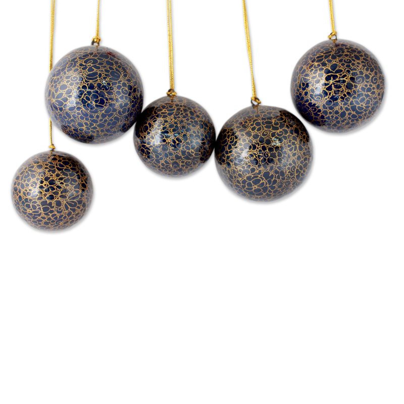 Ensemble de 5 décorations de fêtes de fêtes de minuit papier mache
