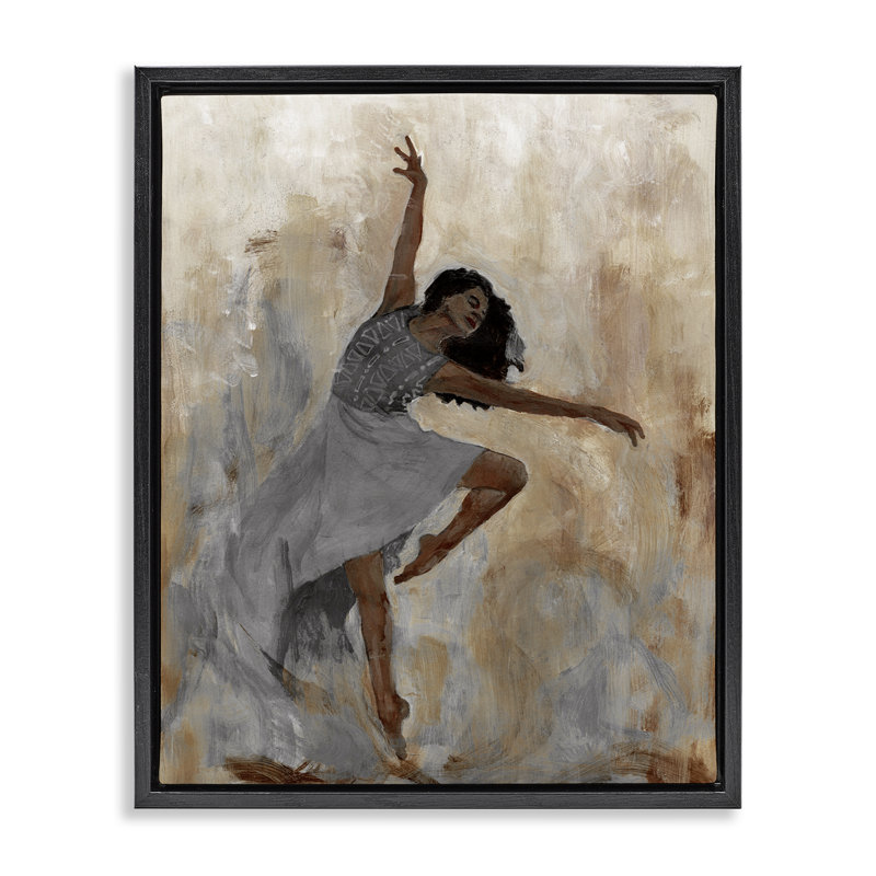 «Flowing Dancer Woman», art mural sur toile encadrée par Charity Henderson, Cadre flottant noir de jais, H 21 po x l 17 po