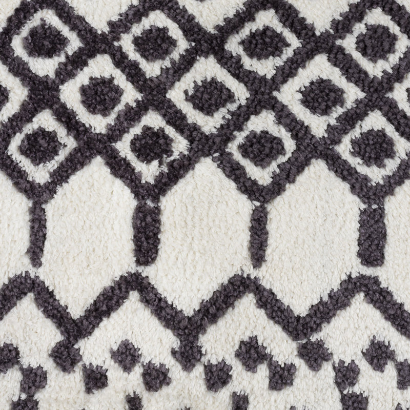 Housse de coussin Braith, Polyester / bourre de polyester, Beige / gris anthracite / crème, 18 po x 18 po