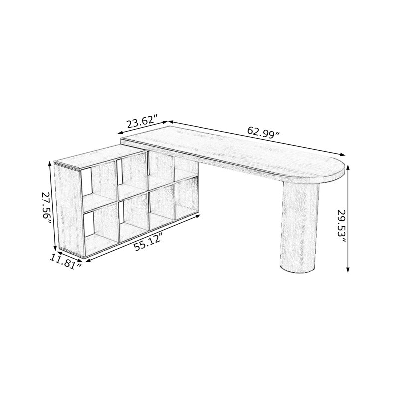 Bureau noir en bois massif en forme de L, H 29,53 po x l 62,99 po x P 23,62 po, Retour à gauche