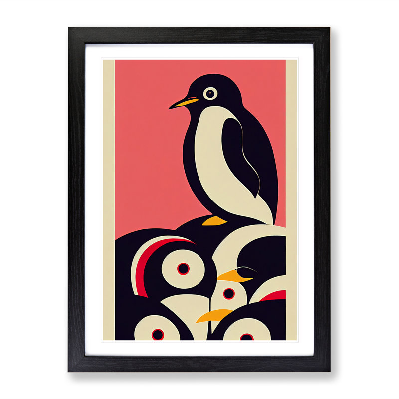 Modern Abstract Penguin No.7 - Framed Print, Black, 64cm H x 46cm W x 2cm D