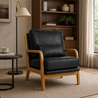 Chaise d'appoint rembourrée en bois massif avec coussin lombaire Rovelle